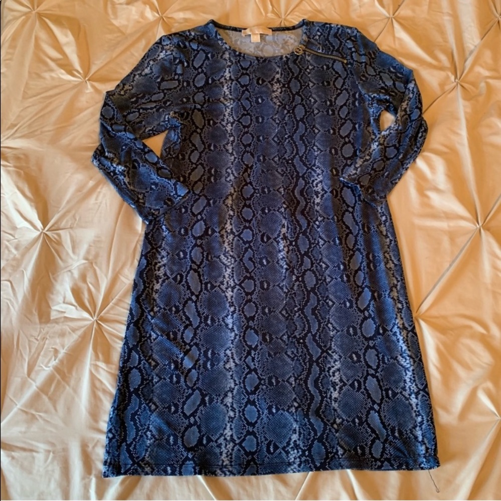 Michael Kors Blue snakeskin print ITY dress sz.M
